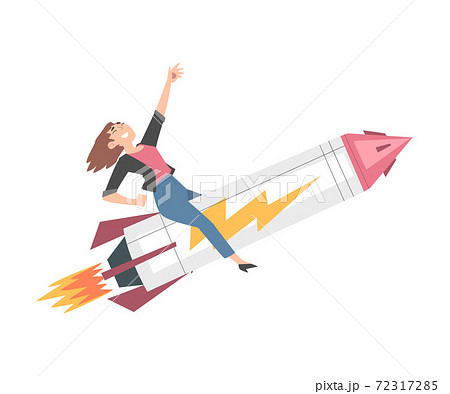Successful Businesswoman Flying on Rocket Ship, Leadership, Competitive Advantage, Startup Business Concept Cartoon Style Vector Illustration Successful Businesswoman Flying on Rocket Ship, Leadership, Competitive Advantage, Startup Business Concept Cartoon Style Vector Illustration 72317285