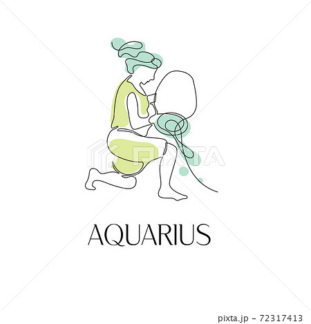 Zodiac sign Aquarius. One line. Vector illustration in the style of minimalism. 72317413
