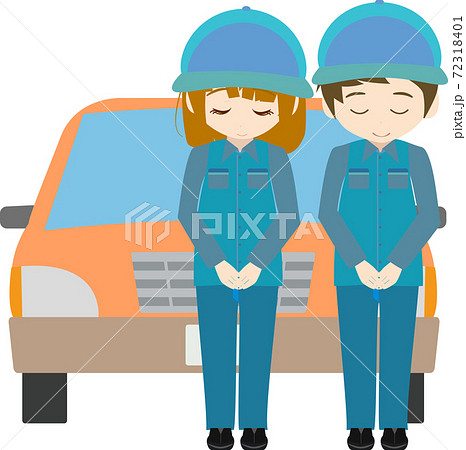 礼をする可愛い整備士のイラストのイラスト素材