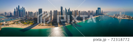 JBR beach and Dubai Marina skyscrapers aerial view 72318772