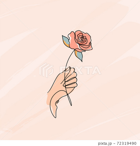 Rose art drawing minimalism style of a hand holding flower. vector design illustration EPS10. Rose art drawing minimalism style of a hand holding flower. vector design illustration EPS10. 72319490