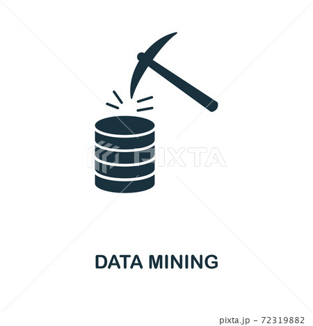Data Mining icon. Monochrome style design from big data icon collection. UI. Pixel perfect simple pictogram data mining icon. Web design, apps, software, print usage. 72319882