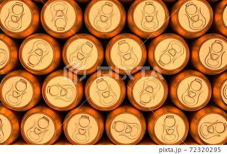 Group of gold premium aluminum energy drink cans from above close up full frame Group of gold premium aluminum energy drink cans from above close up full frame 72320295