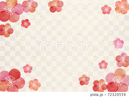 梅水彩 格子和紙 背景6のイラスト素材