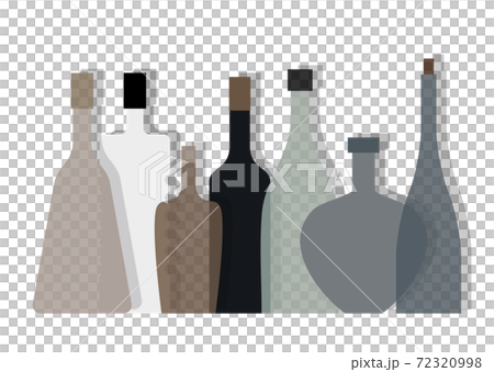 Illustration of empty bottles lined up 72320998