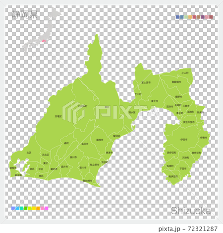 Map of Shizuoka Prefecture, Shizuoka, municipalities (municipalities, divisions) Map of Shizuoka Prefecture, Shizuoka, municipalities (municipalities, divisions) 72321287
