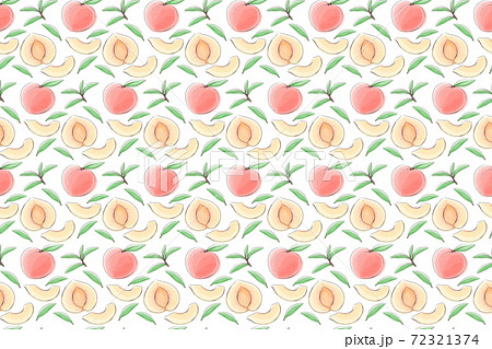 桃の水彩風シームレスパターン素材 72321374