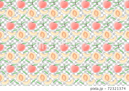 桃の水彩風シームレスパターン素材 72321374