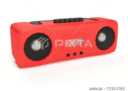 Red plastic music audio tape recorder low poly style isolate on white background, 3D rendering Red plastic music audio tape recorder low poly style isolate on white background, 3D rendering 72321762