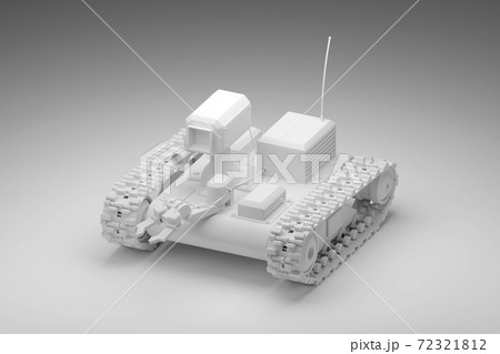 Remote-controlled robot for defusing bombs with a mechanized arm and a video camera without texture clay style render , 3D rendering 72321812