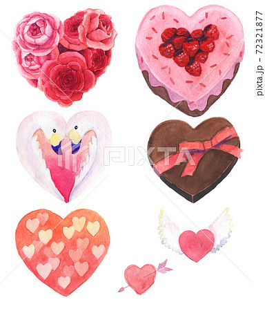 愛 ハートの水彩画イラスト詰め合わせ バレンタイン素材集 のイラスト素材