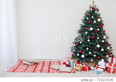 New Year's Happy Christmas Tree decor presents interior postcard New Year's Happy Christmas Tree decor presents interior postcard 72322536