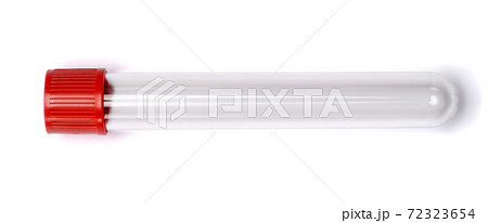 Test tube with red plug isolated on white background with clipping path 72323654