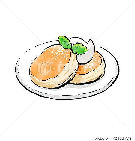 Handwritten Rough Sketch Fluffy Pancakes Stock Illustration