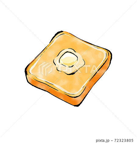 手書きラフスケッチ_バターを乗せたトーストのイラスト