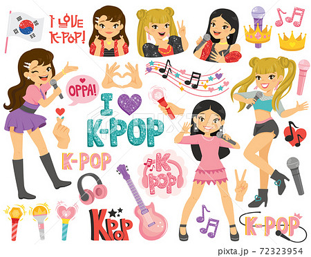 K Pop And Korean Idols Clipart Set Cartoon のイラスト素材
