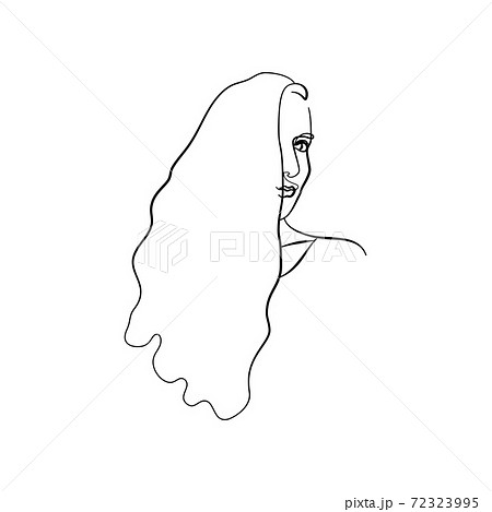 Single line drawing of a woman portrait Isolated on white background. Single line drawing of a woman portrait Isolated on white background. 72323995