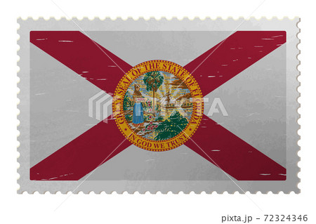 Florida US flag on old postage stamp, vector Florida US flag on old postage stamp, vector 72324346