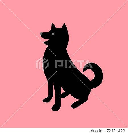 ワクワクしてる可愛い黒い犬のイラスト Smiley Cute Black Dog Illustのイラスト素材