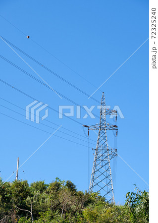 High voltage tower on the high mountain. High voltage tower on the high mountain. 72325240