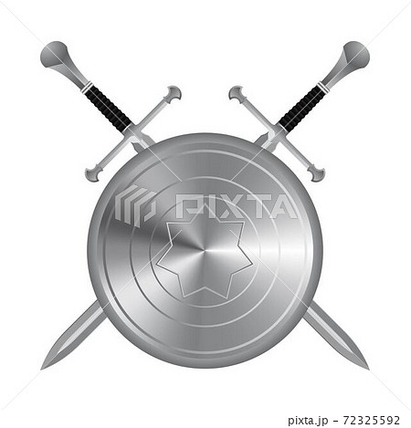 Medieval sword and shield vector illustration isolated on white background Medieval sword and shield vector illustration isolated on white background 72325592