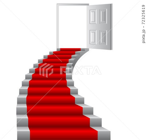 Stairs to door vector illustration. Growth concept. Goal to be won. 72325619