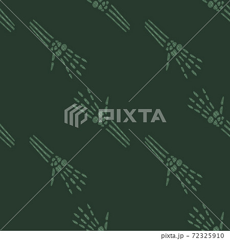 Skeleton doodle hands seamless pattern. Halloween ornament in green dark palette. Skeleton doodle hands seamless pattern. Halloween ornament in green dark palette. 72325910