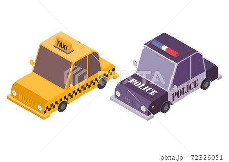Isometric taxi car and police car vector illustration 72326051