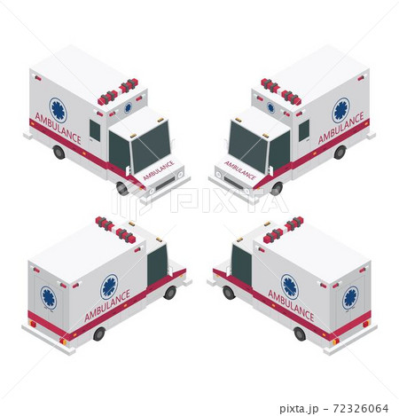 Isometric ambulance set vector illustration isolated on white background 72326064