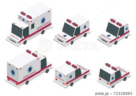 Isometric ambulance set vector illustration isolated on white background Isometric ambulance set vector illustration isolated on white background 72326065