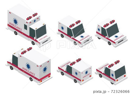 Isometric ambulance set vector illustration isolated on white background Isometric ambulance set vector illustration isolated on white background 72326066