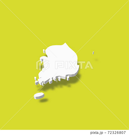 South Korea - white 3D silhouette map of country area with dropped shadow on green background. Simple flat vector illustration 72326807
