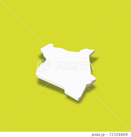 Kenya - white 3D silhouette map of country area with dropped shadow on green background. Simple flat vector illustration
