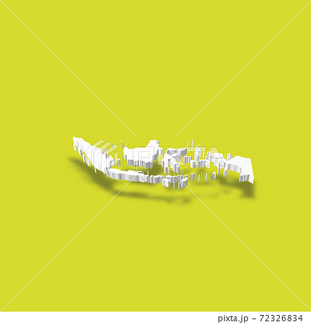 Indonesia - white 3D silhouette map of country area with dropped shadow on green background. Simple flat vector illustration 72326834