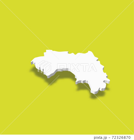Guinea - white 3D silhouette map of country area with dropped shadow on green background. Simple flat vector illustration