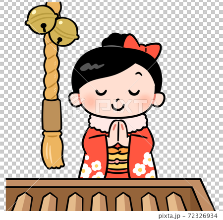 お参りをする女の子 72326934