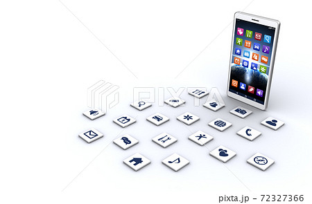 スマートフォンとアプリケーションアイコン 72327366