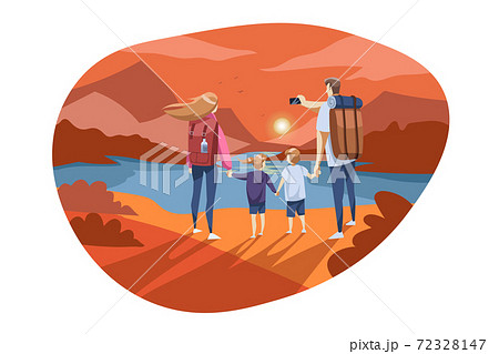 Travelling, family tourism, nature, hiking concept 72328147