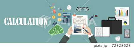 Auditing concept vector illustration. Tax process. Business background. Flat design of analysis, data, accounting, planning, management, research, calculation, reporting, project management. 72328628