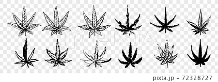 Hand drawn marijuana, cannabis set collection 72328727
