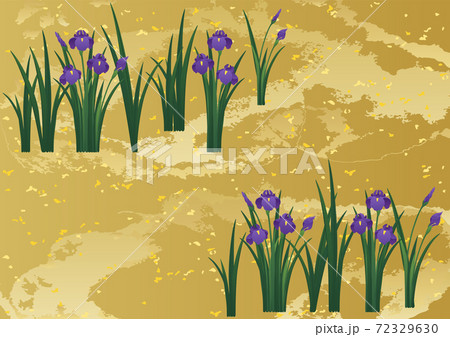 装飾背景 ハナショウブと金箔のイラスト素材