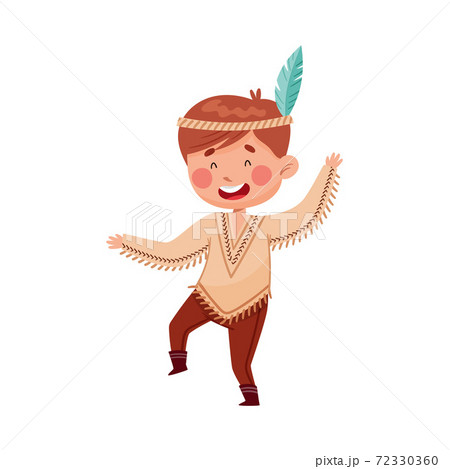 Little Boy as Ethnic American Indian Dancing Vector Illustration Little Boy as Ethnic American Indian Dancing Vector Illustration 72330360