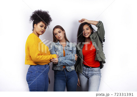diverse nation girls group, teenage friends company cheerful having fun, happy smiling, cute posing isolated on white background, lifestyle people concept diverse nation girls group, teenage friends company cheerful having fun, happy smiling, cute posing isolated on white background, lifestyle people concept 72331391