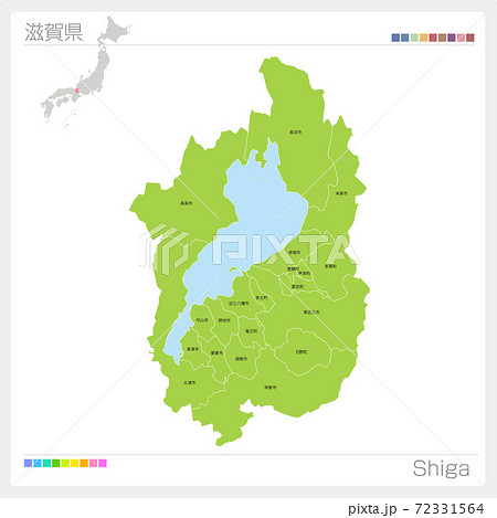 滋賀県の地図 Shiga 市町村名 市町村 区分け のイラスト素材