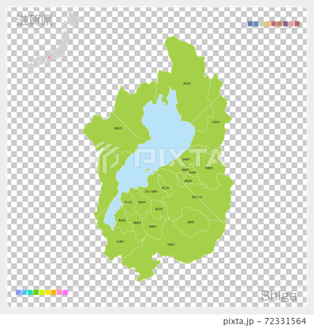 滋賀県の地図・Shiga・市町村名（市町村・区分け） 72331564