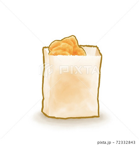 The digital painting of Taiwan fried chicken street food (Taiwanese traditional cuisine food) in paper bag isometric icon raster illustration on white background. 72332843
