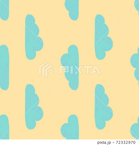 Pastel minimalistic seamless pattern with blue cartoon clouds. Orange light background. 72332970