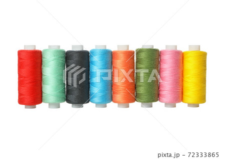 Color thread spools isolated on white background 72333865