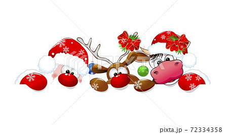 Santa Claus Cow And Deer 1のイラスト素材