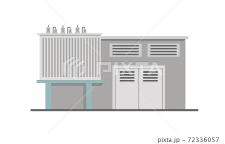 Transformer substation building flat style isolated on white 72336057